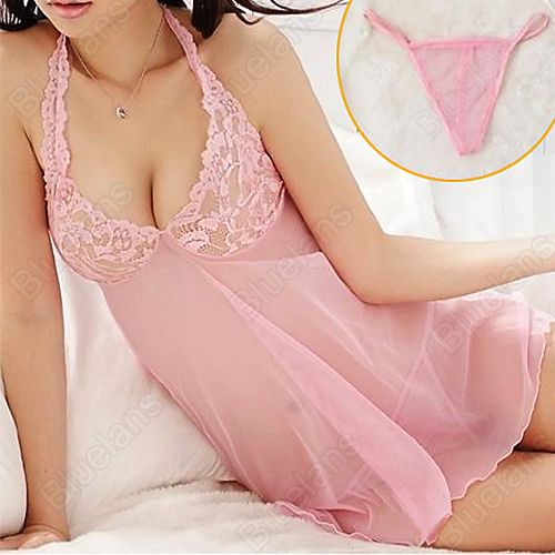 Lingerie Sexy Em Rosa Bebê Buginganstore