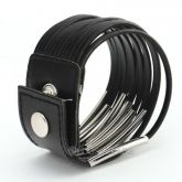 Bracelete em couro preto fashion