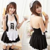 Women's Gift Black Sexy Lingerie Maid Cosplay Dress